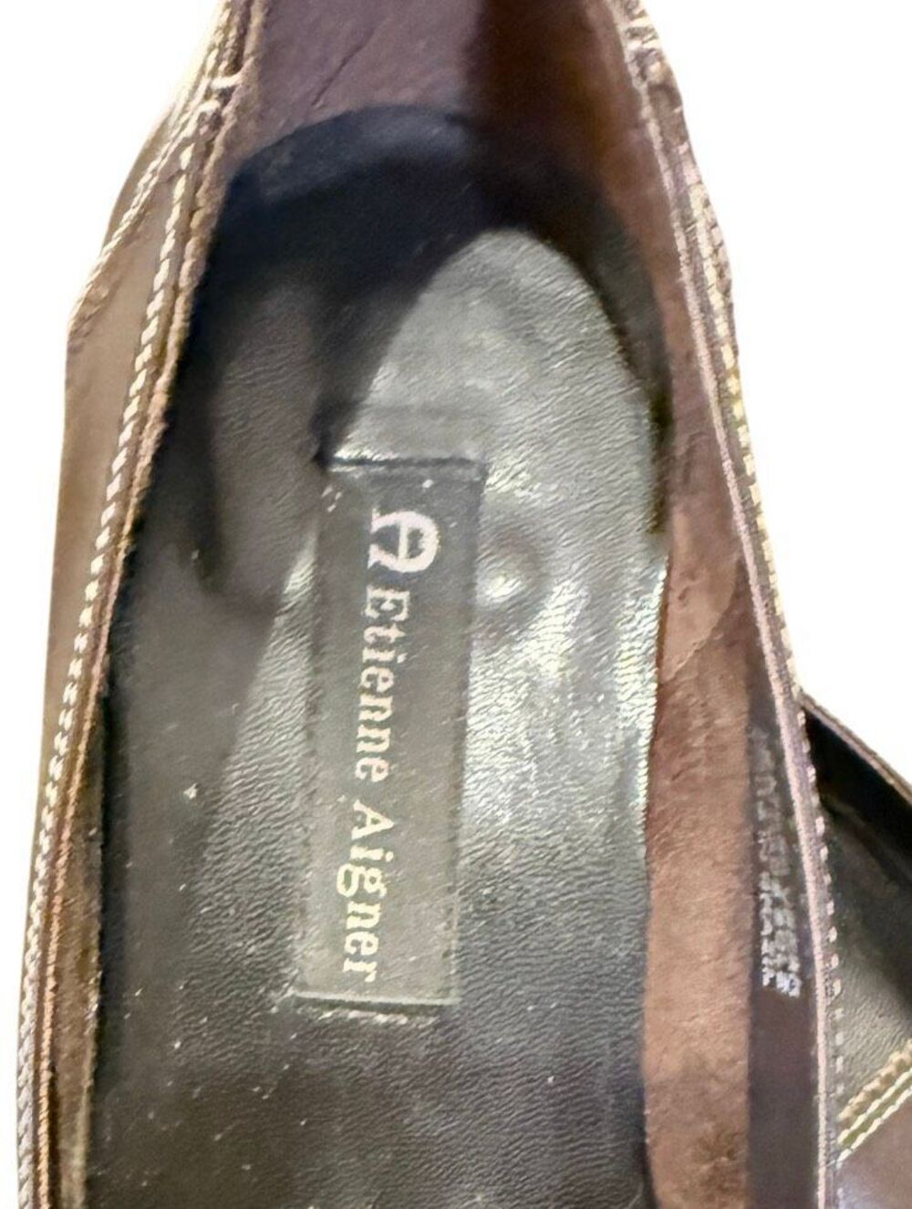 Etienne Aigner Vintage “Jules" Square-Toe Leather Loafers Brown Sz. 9.5 - Picture 10 of 16